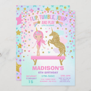 Gymnastik-Einladungunicorn-Gymnastik-Party Einladung
