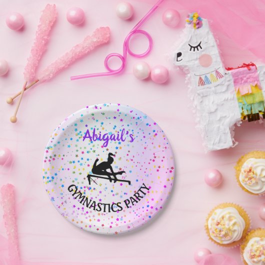 Gymnastik - Farben und Sterne überall Pappteller (Party)