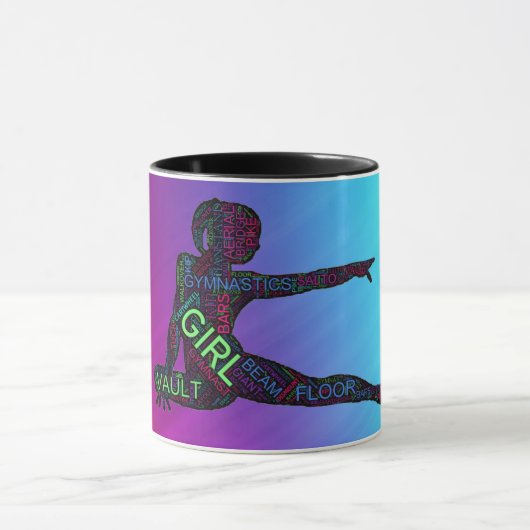 Gymnastik Farben Word Art Tasse (Zentrum)