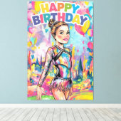 Gymnastik farbenfroh bemalt personalisierten Gebur Leinwanddruck (Insitu (Holzboden))