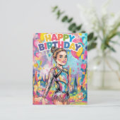 Gymnastik farbenfroh bemalt personalisierten Gebur Postkarte (Stehend Vorderseite)