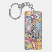 Gymnastik farbenfroh bemalt personalisierten Gebur Schlüsselanhänger (Vorderseite links)