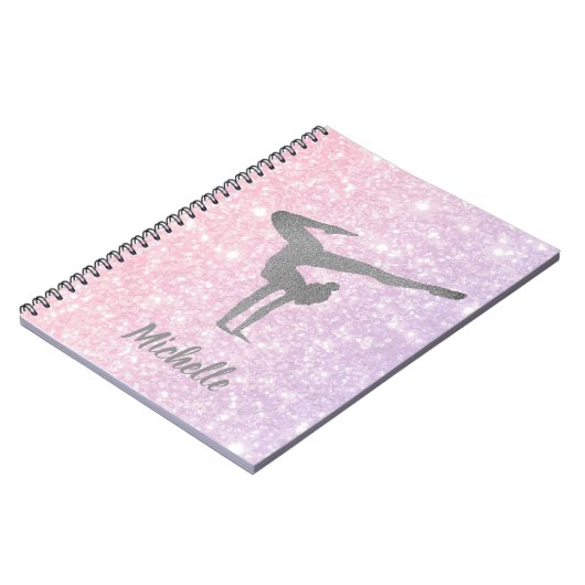 Gymnastik farbiger Glitzer Notizblock (Linke Seite)