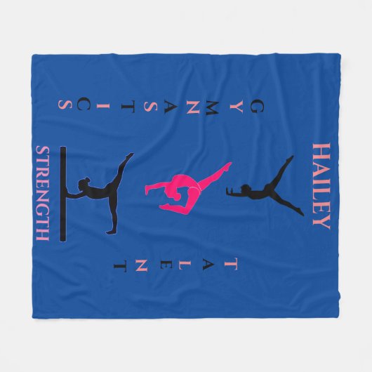 Gymnastik Fleecedecke mit personalisiertem Namen. (Vorderseite (Horizontal))