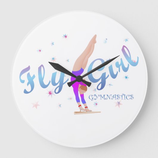 Gymnastik - Fly Girl Clock Große Wanduhr (Vorderseite)