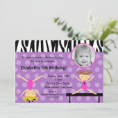 Gymnastik Foto Geburtstag Einladungen (Stehend Vorderseite)