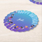 Gymnastik Freunde "Happy Birthday" Türkis Untersetzer (angewinkelt)