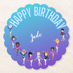 Gymnastik Freunde "Happy Birthday" Türkis Untersetzer