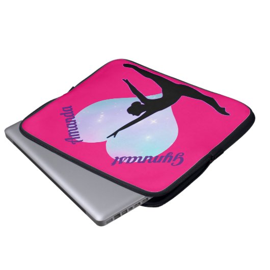 Gymnastik für Mädchen Custom Hot Pink / Royal Lila Laptopschutzhülle (Vorne Knopf)