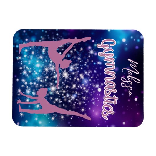 Gymnastik Galaxy Lila Türkis Personalisiert Magnet (Horizontal)