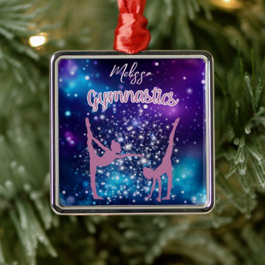 Gymnastik Galaxy Lila Türkis Personalisiert Ornament Aus Metall (Baum)