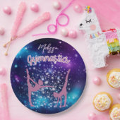 Gymnastik Galaxy Lila Türkis Personalisiert Pappteller (Party)