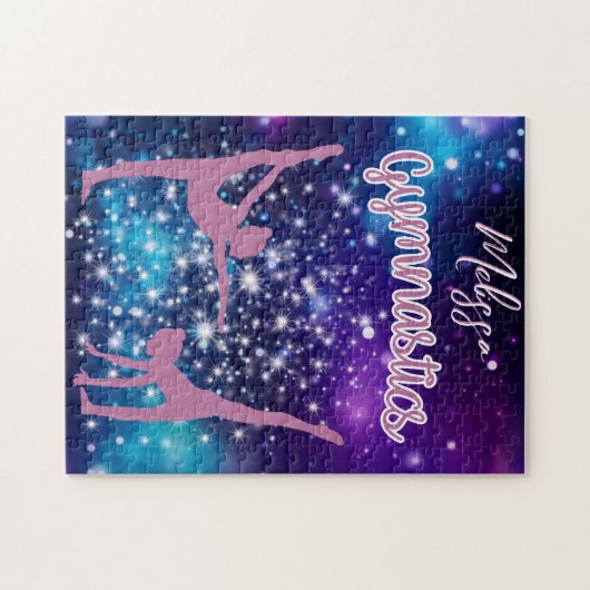Gymnastik Galaxy Lila Türkis Personalisiert Puzzle (Horizontal)