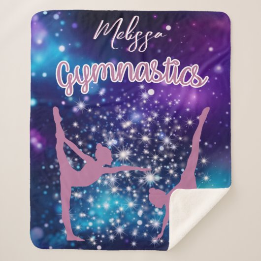 Gymnastik Galaxy Lila Türkis Personalisiert Sherpadecke (Vorderseite)