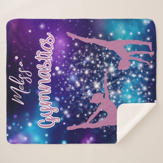 Gymnastik Galaxy Lila Türkis Personalisiert Sherpadecke (Vorderseite (Horizontal))