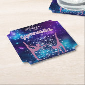 Gymnastik Galaxy Lila Türkis Personalisiert Untersetzer (angewinkelt)