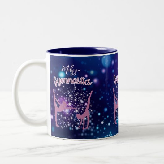 Gymnastik Galaxy Lila Türkis Personalisiert Zweifarbige Tasse (Links)