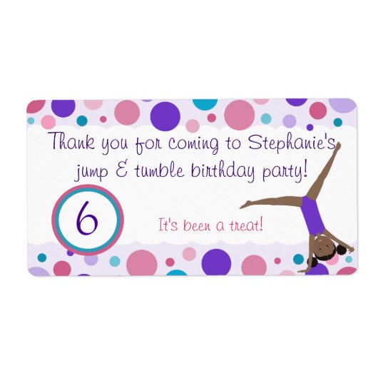 Gymnastik Gastgeschenk Labels Lila & rosa (Vorne)