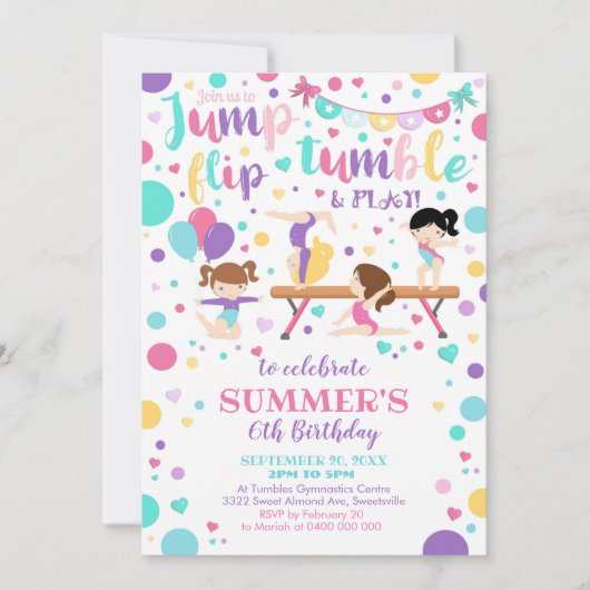 Gymnastik Geburtstag Einladung Gymnastik Party (Vorderseite)