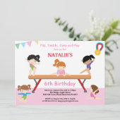 Gymnastik Geburtstag Einladung Pink Gym Party (Stehend Vorderseite)