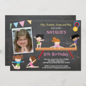 Gymnastik Geburtstag Einladung Pink Gym Party (Vorne/Hinten)