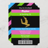 Gymnastik Geburtstag Gold Glitzer Einladung (Vorne/Hinten)