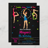 Gymnastik Geburtstagseinladung Girl Tumbling Party Einladung (Vorne/Hinten)