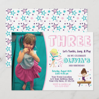 Gymnastik Geburtstagseinladung mit Foto Einladung