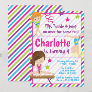 Gymnastik Geburtstagseinladungen für jedes Alter Einladung