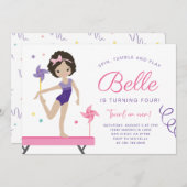 Gymnastik Geburtstagsfeier Einladung mit Pinwheels (Vorne/Hinten)