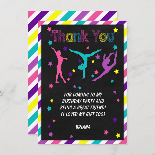 Gymnastik Geburtstagsparty Dankeskarte (Vorne/Hinten)
