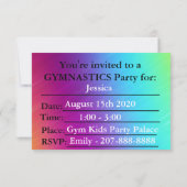 Gymnastik Geburtstagsparty Einladung (Rückseite)