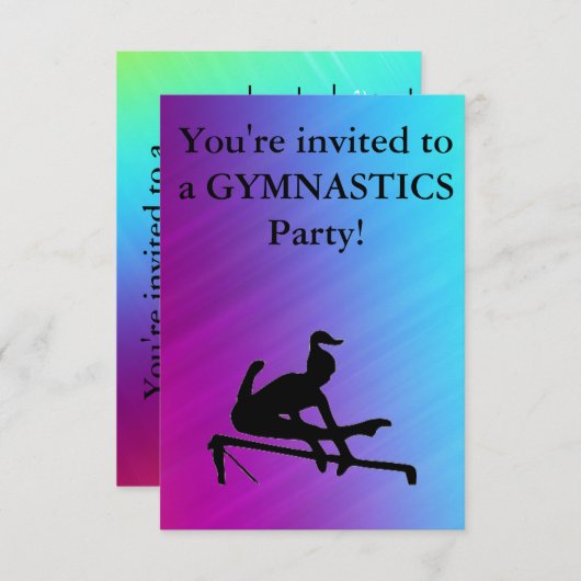 Gymnastik Geburtstagsparty Einladung (Vorne/Hinten)
