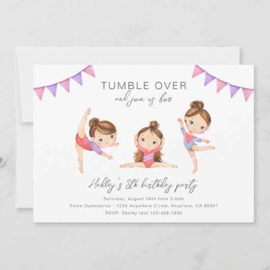 Gymnastik Geburtstagsparty Einladung (Vorderseite)