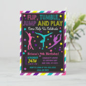 Gymnastik Geburtstagsparty Einladung für ein Mädch (Stehend Vorderseite)
