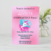 Gymnastik Geburtstagsparty Einladung für Mädchen (Stehend Vorderseite)