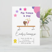 Gymnastik Geburtstagsparty Girl Pink Einladung (Stehend Vorderseite)