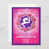 Gymnastik Geburtstagsparty Pink Lila Einladung (Vorne/Hinten)