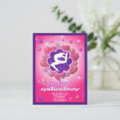 Gymnastik Geburtstagsparty Pink Lila Einladung Postkarte (Stehend Vorderseite)