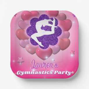Gymnastik Geburtstagsparty Pink Lila Heft Star Pappteller