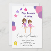 Gymnastik Geburtstagsparty Schwestern Pink Gym Einladung (Vorderseite)