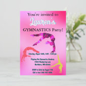 Gymnastik Geburtstagsparty Tumbling Einladung (Stehend Vorderseite)