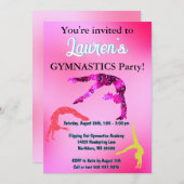 Gymnastik Geburtstagsparty Tumbling Einladung (Vorne/Hinten)