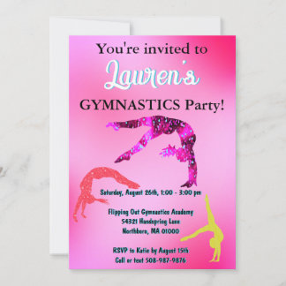Gymnastik Geburtstagsparty Tumbling Einladung