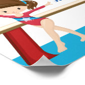 Gymnastik Girl Blue Monogram Niedlich Gymnastensaa Poster (Ecke)