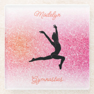 Gymnastik Girl in Gymnast Leotard Rosa Mandarine Glasuntersetzer