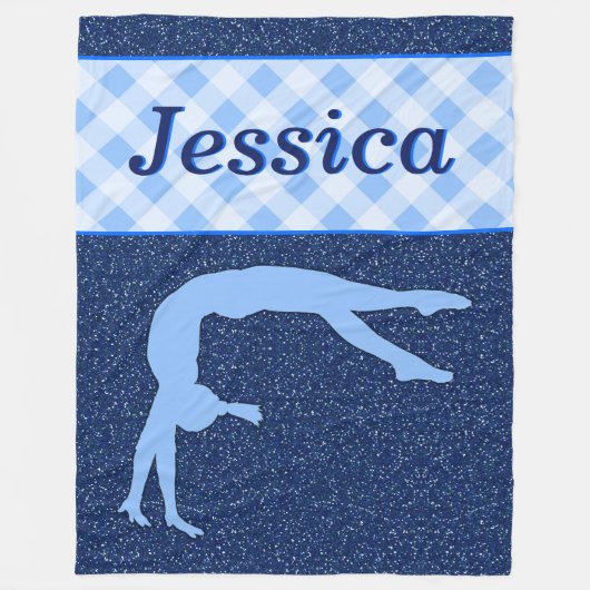 Gymnastik Girl Light Blue Dark Blue Fleecedecke (Vorderseite)