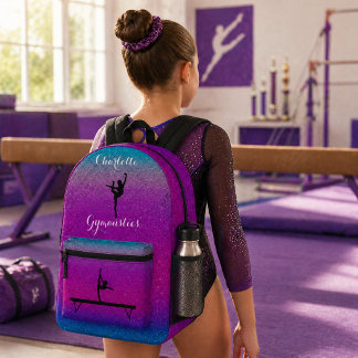 Gymnastik Girl Lila Blue Ombre Bedruckter Rucksack