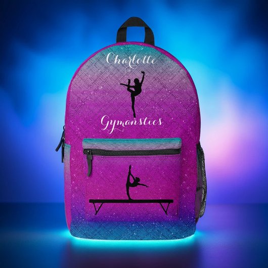 Gymnastik Girl Lila Blue Ombre Bedruckter Rucksack