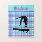 Gymnastik Girl Lilac Lila und Aqua Personalisiert Puzzle (Vertikal)